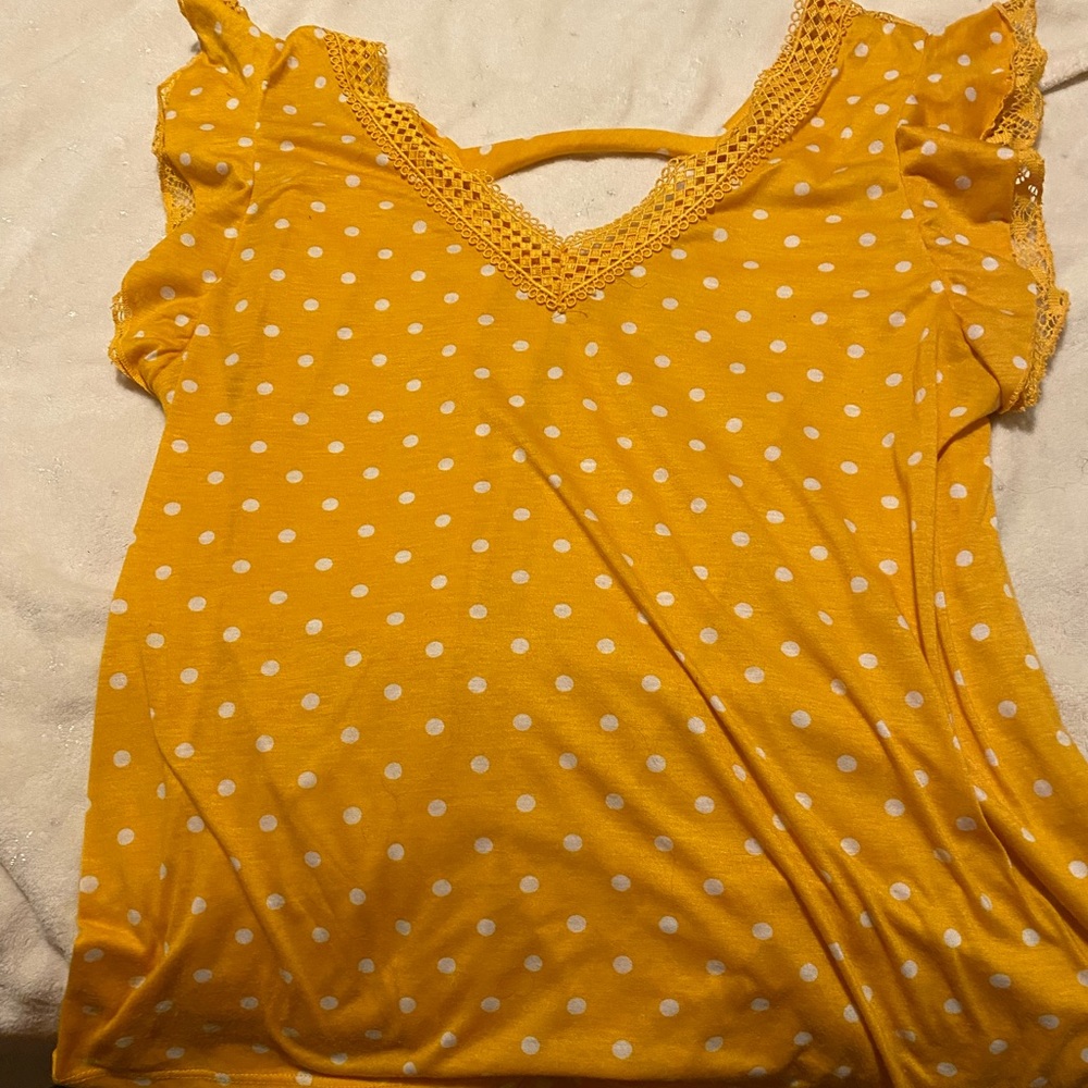 Yellow polka dot shirt